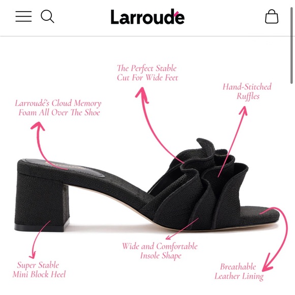 Larroudé Brigitte Ruffle Mule In Black Raffia - Picture 3 of 3